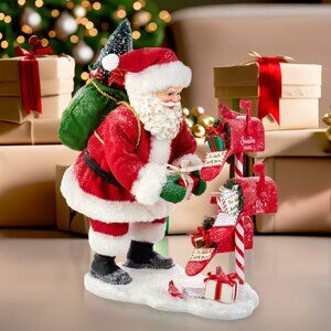 Kurt S. Adler 10.5-Inch Fabriché Santa Checking Mail NWT
